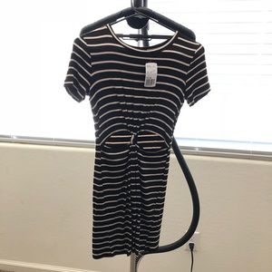 Forever 21 Cutout Knot Front T-Shirt Striped Dress